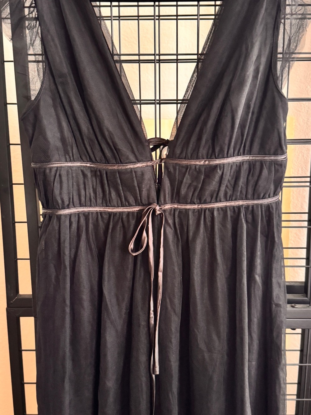 Lulu's Black Backless Plunging Tie-Waist Maxi Dress